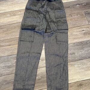 White House Black Market  Linen-Blend Belted Utility Tapered Ankle Pant